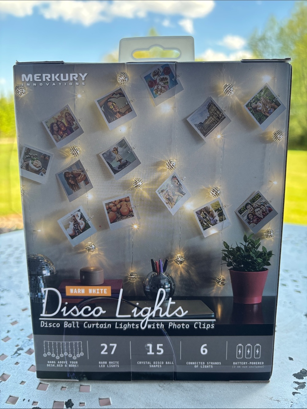 Merkury Warm White Disco Ball‎ Curtain Lights with Photo Clips NEW!